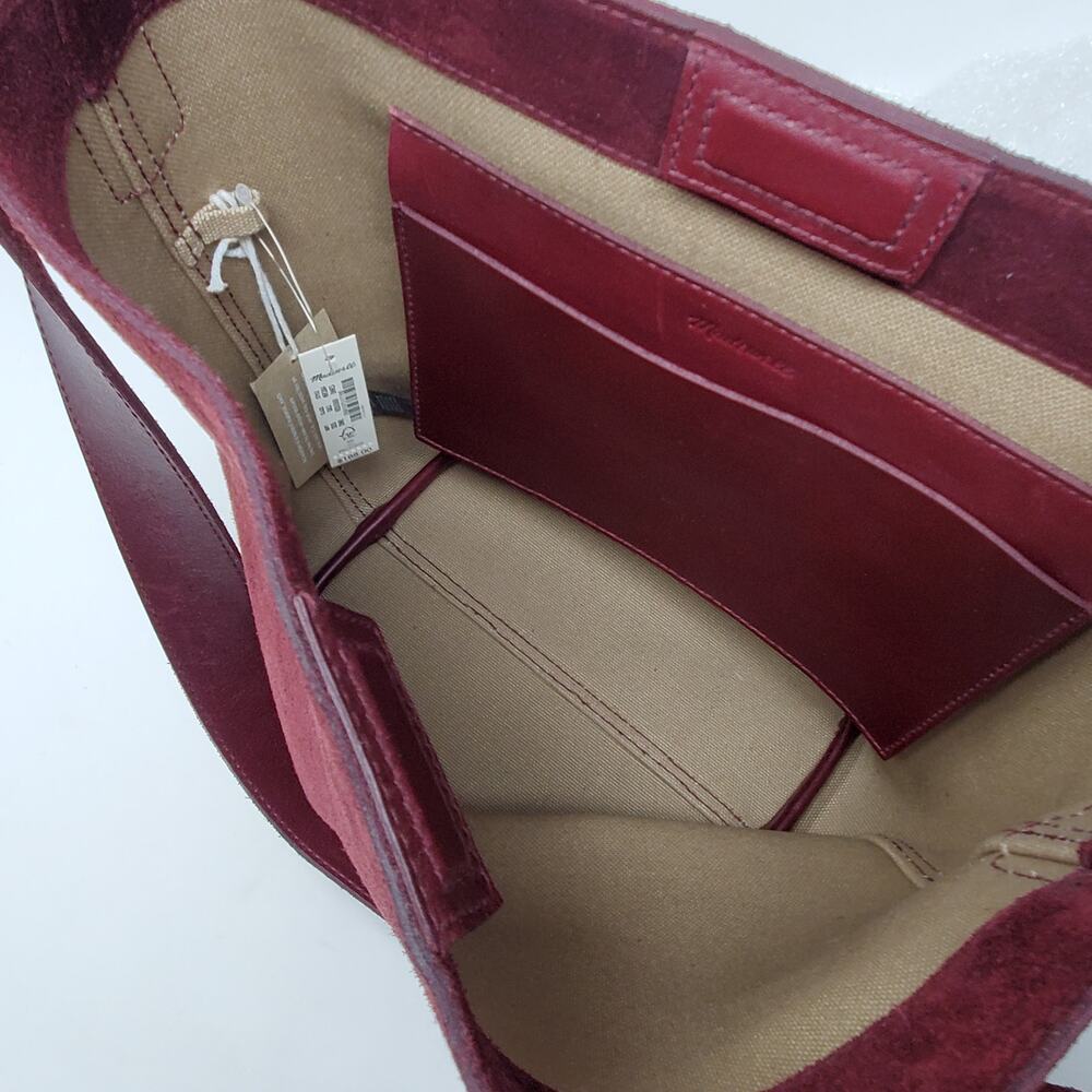 Madewell The Essential Medium Bucket Tote Bag Deep Merlot Suede Leather NR384 - Picture 7 of 9